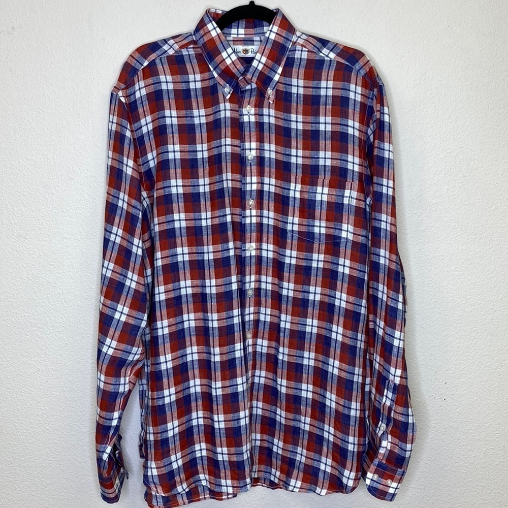Alan Paine Linen Button Down Shirt Size Medium